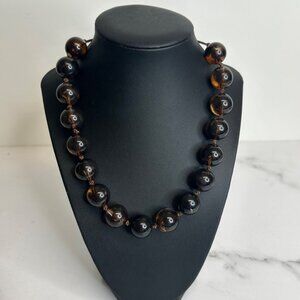 DG-58 Icing Brown Beaded Statement Necklace With Adjustable Chain
